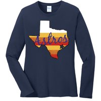 Astros Baseball Vintage Ladies Long Sleeve Shirt