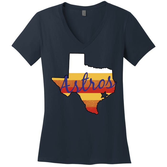 Astros Baseball Vintage Women's V-Neck T-Shirt