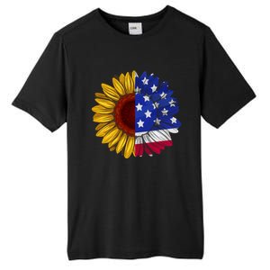 America Sunflower Us Flag 4th July American Patriotic Flower Gift Tall Fusion ChromaSoft Performance T-Shirt