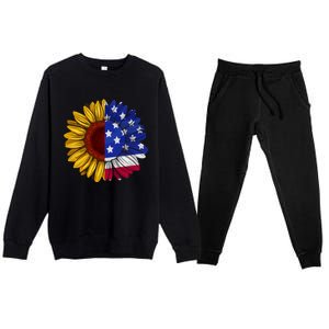 America Sunflower Us Flag 4th July American Patriotic Flower Gift Premium Crewneck Sweatsuit Set