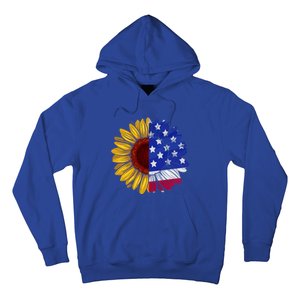 America Sunflower Us Flag 4th July American Patriotic Flower Gift Hoodie