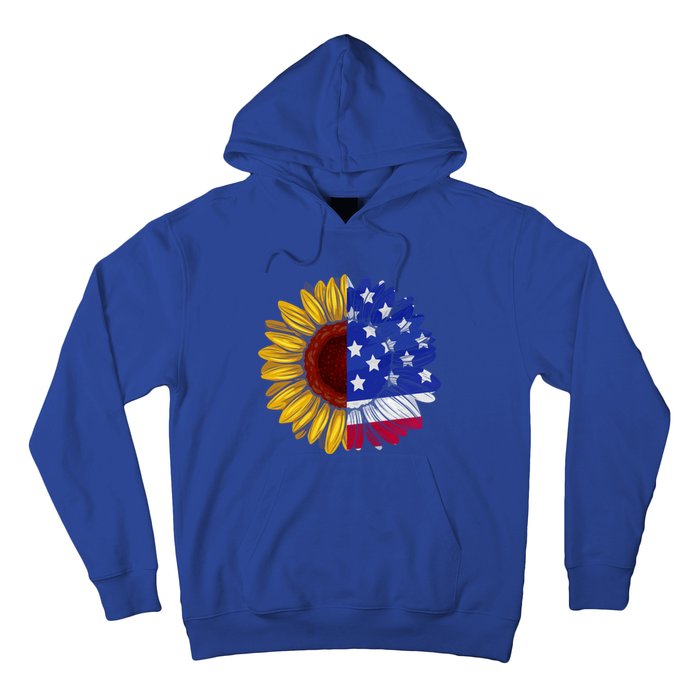 America Sunflower Us Flag 4th July American Patriotic Flower Gift Hoodie