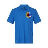 America Sunflower Us Flag 4th July American Patriotic Flower Gift Softstyle Adult Sport Polo