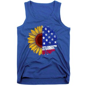 America Sunflower Us Flag 4th July American Patriotic Flower Gift Tank Top