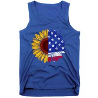 America Sunflower Us Flag 4th July American Patriotic Flower Gift Tank Top