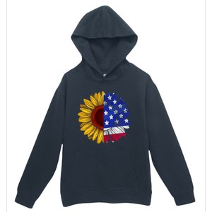 America Sunflower Us Flag 4th July American Patriotic Flower Gift Urban Pullover Hoodie