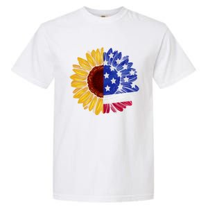 America Sunflower Us Flag 4th July American Patriotic Flower Gift Garment-Dyed Heavyweight T-Shirt