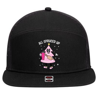 All Spruced Up Bougie Christmas Tree Boujee Xmas Christmas 7 Panel Mesh Trucker Snapback Hat