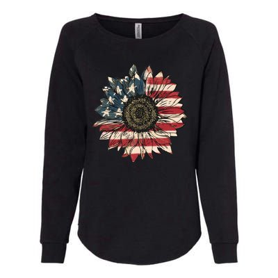 America Sunflower USA Flag Flower Gift For American 4th Of July Flag  Freedom Womens California Wash Sweatshirt