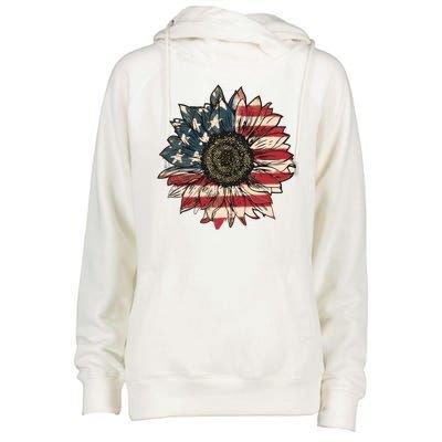 America Sunflower USA Flag Flower Gift For American 4th Of July Flag  Freedom Womens Funnel Neck Pullover Hood