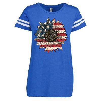 America Sunflower USA Flag Flower Gift For American 4th Of July Flag  Freedom Enza Ladies Jersey Football T-Shirt