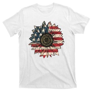 America Sunflower USA Flag Flower Gift For American 4th Of July Flag  Freedom T-Shirt