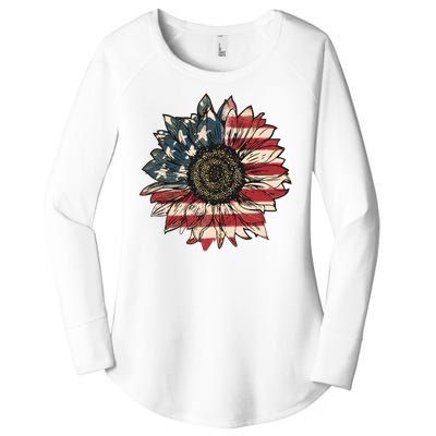 America Sunflower USA Flag Flower Gift For American 4th Of July Flag  Freedom Women's Perfect Tri Tunic Long Sleeve Shirt