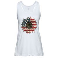 America Sunflower USA Flag Flower Gift For American 4th Of July Flag  Freedom Ladies Essential Flowy Tank