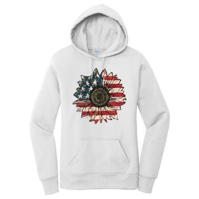 America Sunflower USA Flag Flower Gift For American 4th Of July Flag  Freedom Women's Pullover Hoodie