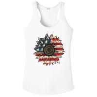 America Sunflower USA Flag Flower Gift For American 4th Of July Flag  Freedom Ladies PosiCharge Competitor Racerback Tank