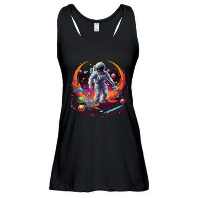 Astronaut Spaceman Universe Planets Galaxy Ladies Essential Flowy Tank