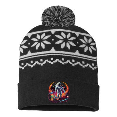 Astronaut Spaceman Universe Planets Galaxy USA-Made Snowflake Beanie