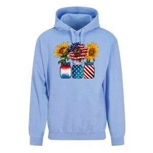 America Sunflower USA Flag Flower T For American 4th Of July Unisex Surf Hoodie