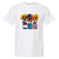 America Sunflower USA Flag Flower T For American 4th Of July Garment-Dyed Heavyweight T-Shirt