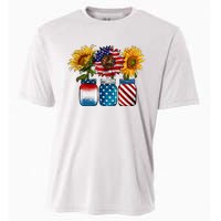 America Sunflower USA Flag Flower T For American 4th Of July Cooling Performance Crew T-Shirt