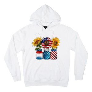 America Sunflower USA Flag Flower T For American 4th Of July Hoodie