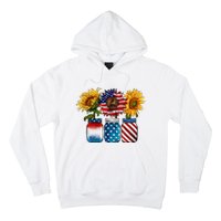 America Sunflower USA Flag Flower T For American 4th Of July Hoodie