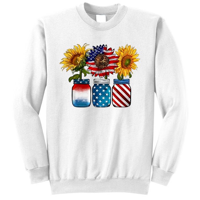 America Sunflower USA Flag Flower T For American 4th Of July Sweatshirt