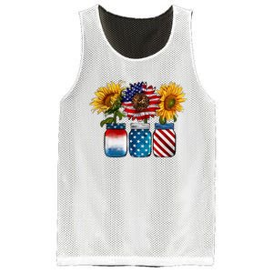 America Sunflower USA Flag Flower T For American 4th Of July Mesh Reversible Basketball Jersey Tank