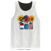 America Sunflower USA Flag Flower T For American 4th Of July Mesh Reversible Basketball Jersey Tank