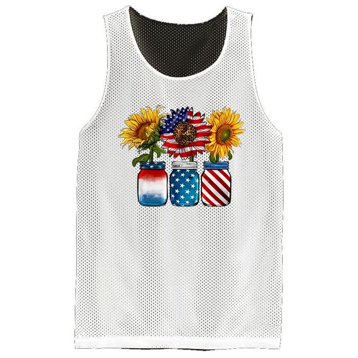 America Sunflower USA Flag Flower T For American 4th Of July Mesh Reversible Basketball Jersey Tank