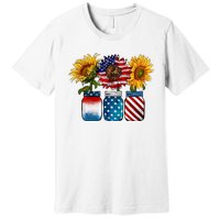 America Sunflower USA Flag Flower T For American 4th Of July Premium T-Shirt