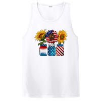 America Sunflower USA Flag Flower T For American 4th Of July PosiCharge Competitor Tank