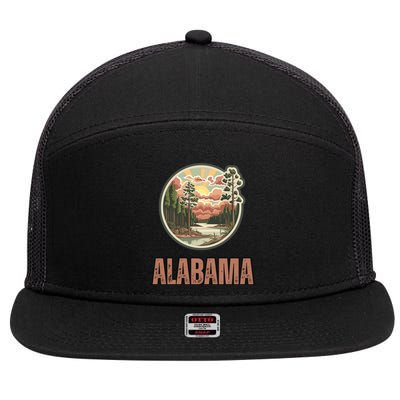 Alabama State Usa 7 Panel Mesh Trucker Snapback Hat