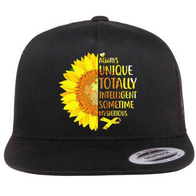 Autism Sunflower Unique Totally Intelligent Mysterious Flatbill Hat