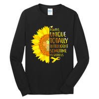 Autism Sunflower Unique Totally Intelligent Mysterious Tall Long Sleeve T-Shirt