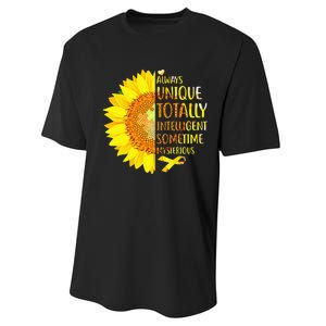 Autism Sunflower Unique Totally Intelligent Mysterious Performance Sprint T-Shirt