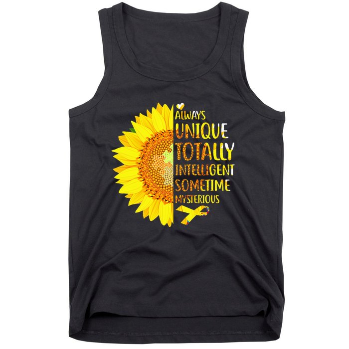 Autism Sunflower Unique Totally Intelligent Mysterious Tank Top