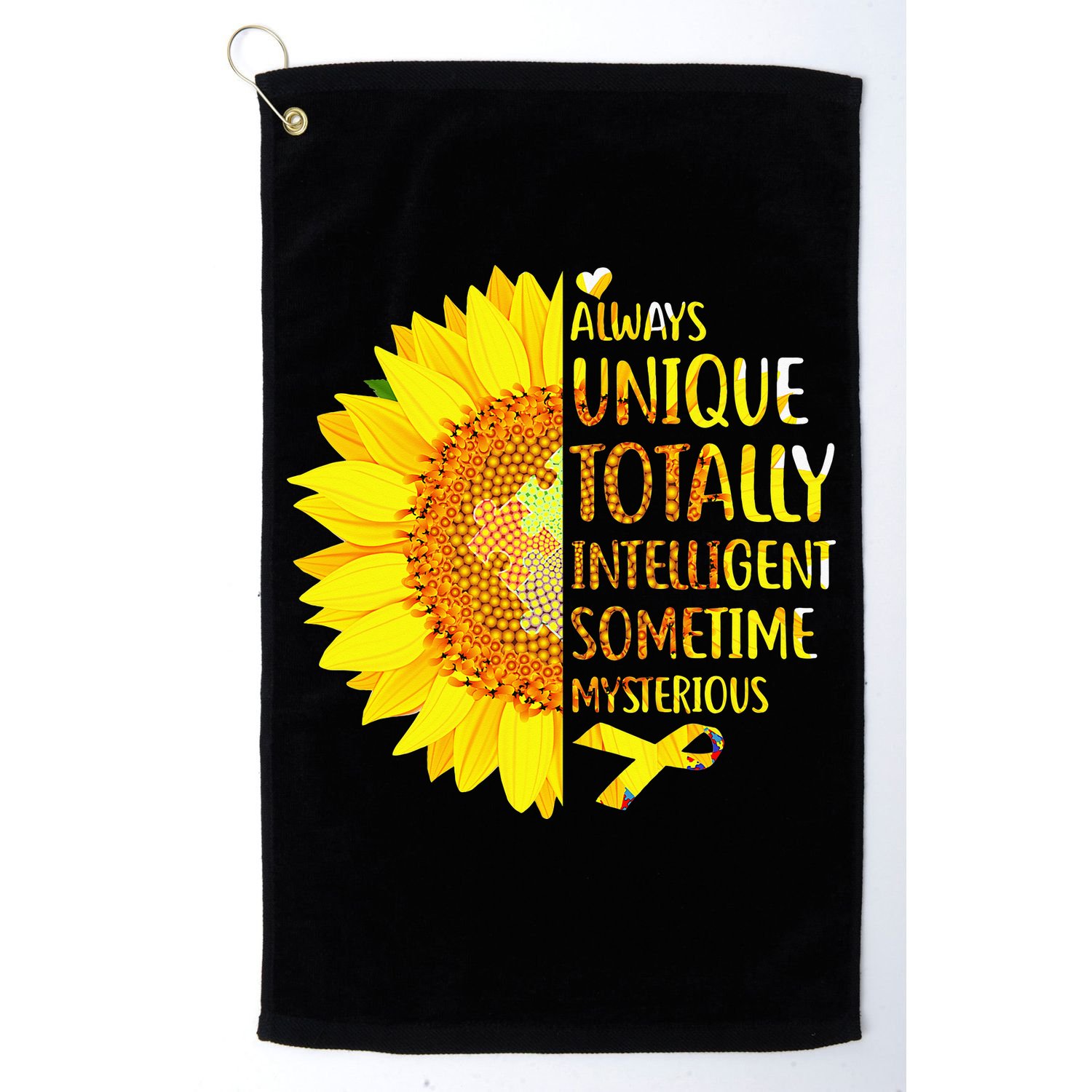 Autism Sunflower Unique Totally Intelligent Mysterious Golf Towel