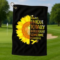 Autism Sunflower Unique Totally Intelligent Mysterious Golf Towel