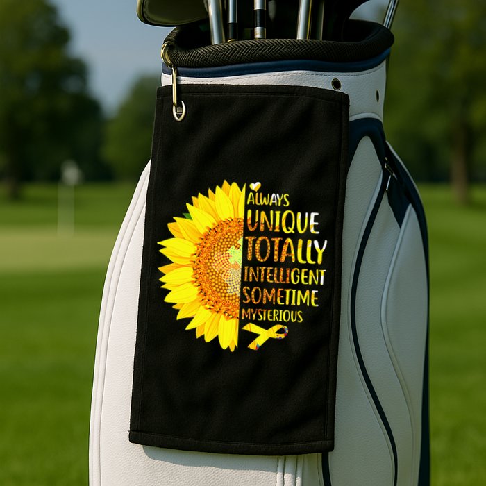 Autism Sunflower Unique Totally Intelligent Mysterious Golf Towel