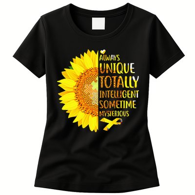 Autism Sunflower Unique Totally Intelligent Mysterious Womens T-Shirt