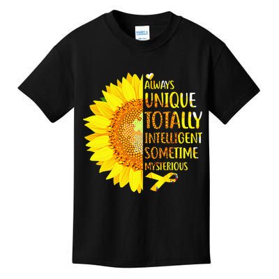 Autism Sunflower Unique Totally Intelligent Mysterious Kids T-Shirt