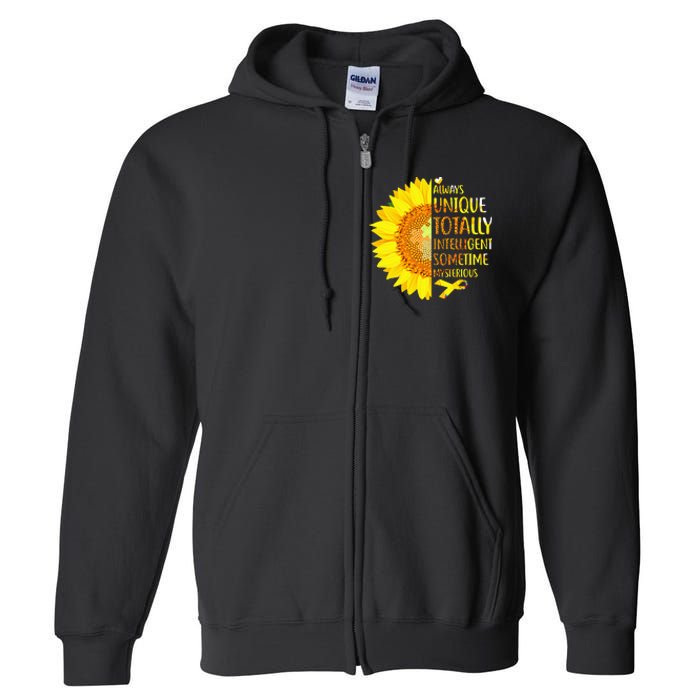 Autism Sunflower Unique Totally Intelligent Mysterious Full Zip Hoodie