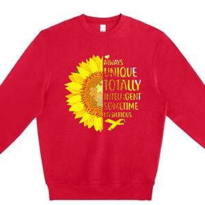 Autism Sunflower Unique Totally Intelligent Mysterious Premium Crewneck Sweatshirt