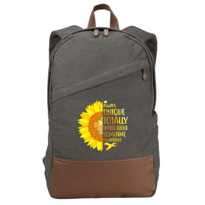 Autism Sunflower Unique Totally Intelligent Mysterious Cotton Canvas Backpack
