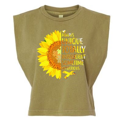 Autism Sunflower Unique Totally Intelligent Mysterious Garment-Dyed Women's Muscle Tee