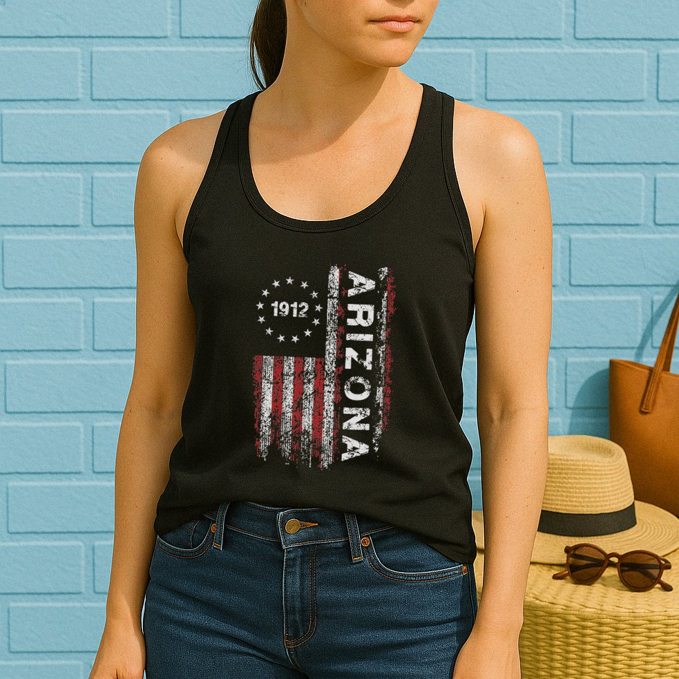 Arizona State Us Flag Vintage Womens Tank Top