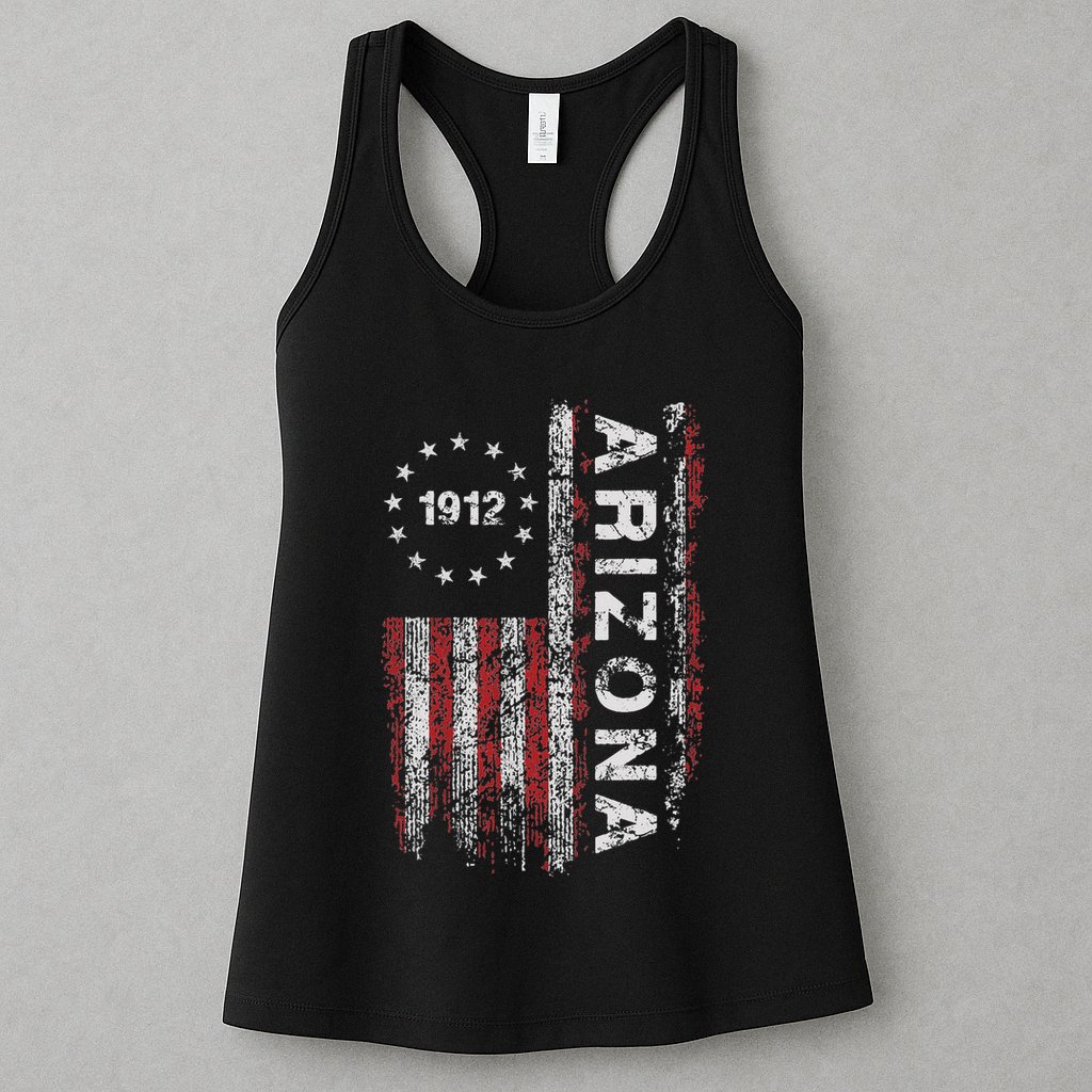 Arizona State Us Flag Vintage Womens Tank Top