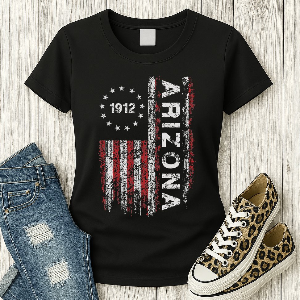Arizona State Us Flag Vintage Womens T-Shirt